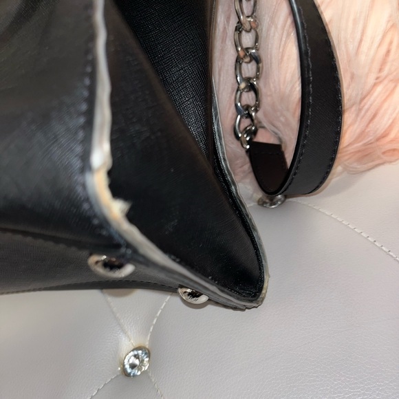 Michael Kors Hamilton Specchio Leather Black Silver Trim Handbag Tote - Picture 11 of 13